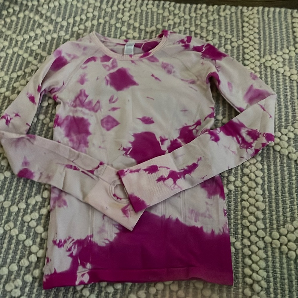 Pink tie die long sleeve shirt kids
